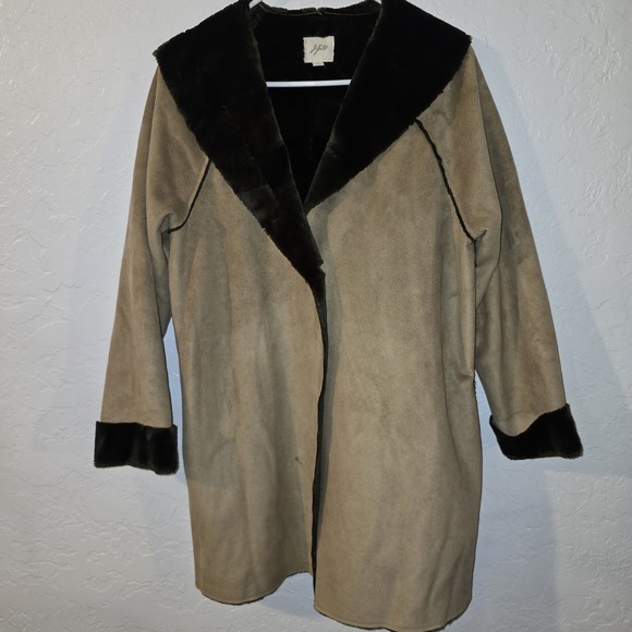 J. Jill Jackets & Blazers - J. Jill Faux Fur Faux Suede Coat Jacket Woman's Size S Light Brown Warm Soft